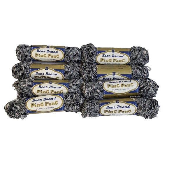 Bear Brand Other - 8 Skeins of Vintage Bear Brand Ping Pong Black White & Wool/Orlon Blend Yarn USA